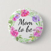 Badge Rond 5 Cm Maman florale de rose de pivoine d'aquarelle à (Devant)