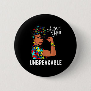 Badge Rond 5 Cm Maman forte sensibilisation à l'autisme Mère afro