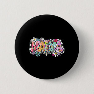 Badge Rond 5 Cm Maman Foudre à Carreaux de Pâques Maman Femmes Mot