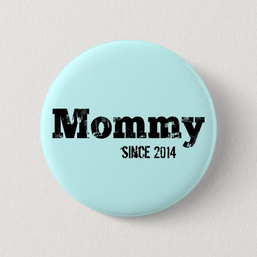 Badge Rond 5 Cm Maman grunge depuis 2014, bleu-clair (Devant)
