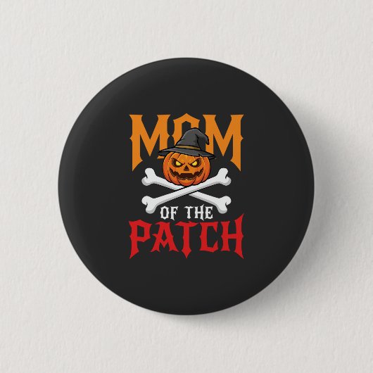 Badge Rond 5 Cm Maman Halloween de Patch Pumpkin Sorcière (Devant)