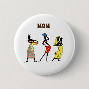 Badge Rond 5 Cm Maman, impression africaine