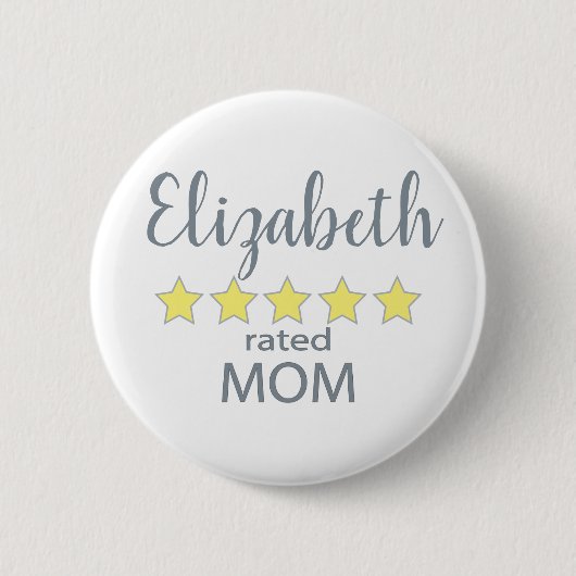 Badge Rond 5 Cm Maman notée 5 étoiles (Devant)