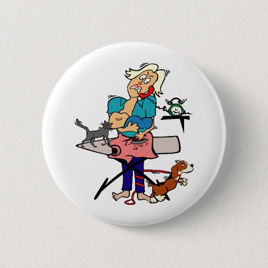 Badge Rond 5 Cm Maman occupée (Devant)