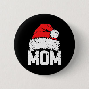 Badge Rond 5 Cm Maman Père Noël Famille de Noël Correspondant Pyja