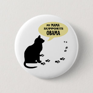 BADGE ROND 5 CM MAMAN PIN DE CAT OBAMA - RONDE