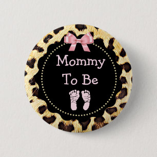 Badge Rond 5 Cm Maman pour être Baby shower Empreinte de léopard