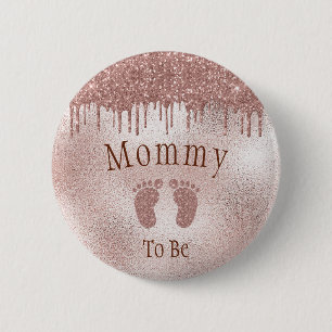 Badge Rond 5 Cm Maman Pour Être Baby shower Rose Fille Bébé Pieds 