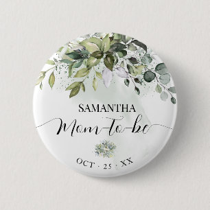 Badge Rond 5 Cm Maman pour être Eucalyptus Baby shower vert