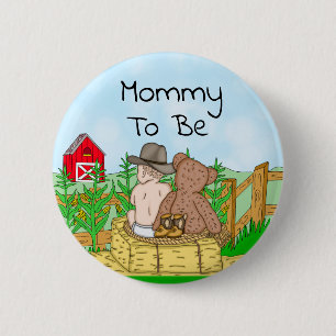Badge Rond 5 Cm Maman pour être le Baby shower du garçon