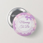 Badge Rond 5 Cm Maman pourpre pour être Baby shower (Devant & derrière)
