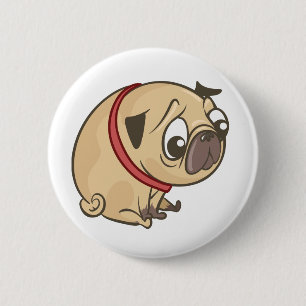Badge Rond 5 Cm Maman Pug Mignonne Chien Papa Pugs Dessin Animé Ch