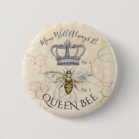 Badge Rond 5 Cm Maman Queen Bee (Devant)