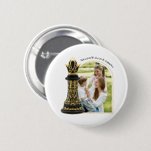 Badge Rond 5 Cm MAMAN Reine de ma vie, Écriture Dorée Échiquier No