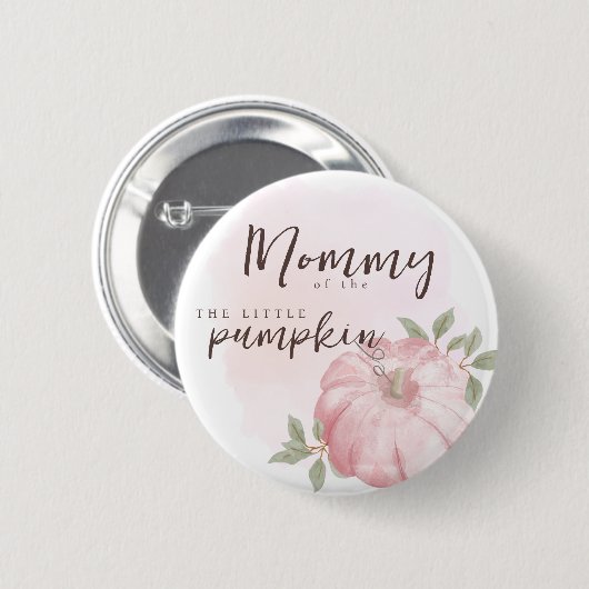 Badge Rond 5 Cm Maman rose Petit Citrouille Automne Baby shower d' (Devant & derrière)