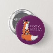 Badge Rond 5 Cm Maman rusée Fox rouge avec le chiot (Devant & derrière)