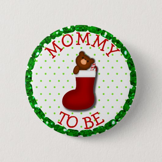 Badge Rond 5 Cm Maman sera Noël Stocker Teddy Bear Button (Devant)
