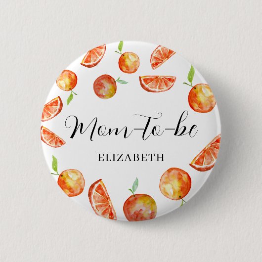 Badge Rond 5 Cm Maman-to-be Little Cutie Baby shower Orange Person (Devant)