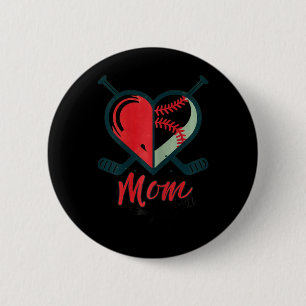 Badge Rond 5 Cm Maman Vie Coeur Funny Baseball Hockey Maman Mères