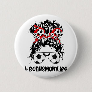 Badge Rond 5 Cm Maman Vie Football Bonus Maman Fête des mères Mess