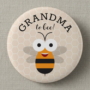 Badge Rond 5 Cm Mamie à Bée, Cadeau de Naissance Abeille à miel Bo