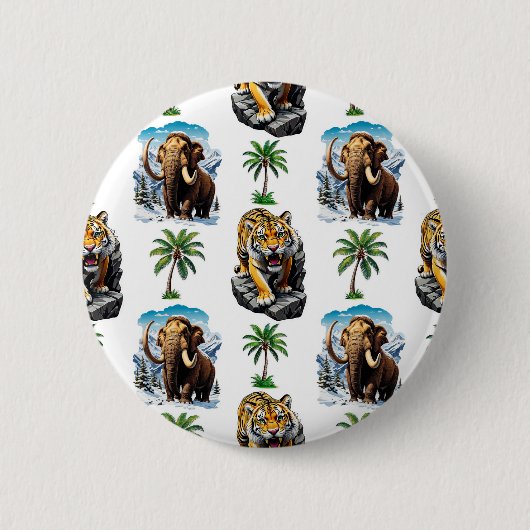 Badge Rond 5 Cm Mammoth Sabertooth Tiger âge de glace Conception M (Devant)