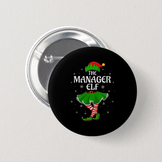 Badge Rond 5 Cm Manager Elf Christmas Family Girls Women Elf Squad (Devant & derrière)
