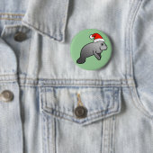 Badge Rond 5 Cm Manat de Noël Père Noël (En situation)