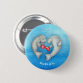 Badge Rond 5 Cm 'Manatea for two' (Manatea pour deux') mignon badg (Devant & derrière)