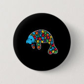 Badge Rond 5 Cm Manatee Puzzle Sensibilisation sur l'autisme Autis (Devant)