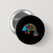 Badge Rond 5 Cm Manatee Puzzle Sensibilisation sur l'autisme Autis (Devant & derrière)