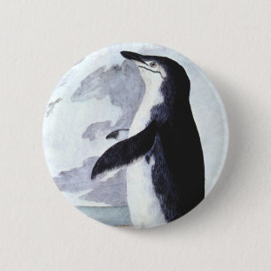 Badge Rond 5 Cm Manchot à ceinture vintage, Oiseaux d'Antarctique