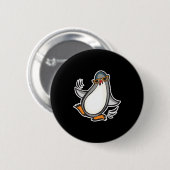 Badge Rond 5 Cm manchot à danser idiot (Devant & derrière)