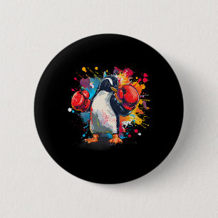 Badge Rond 5 Cm Manchot Boxeur Avec Gants De Boxe Kickboxing Drôle