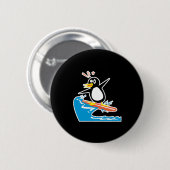 Badge Rond 5 Cm manchot de surf (Devant & derrière)