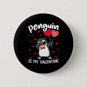 Badge Rond 5 Cm Manchot est mon Valentin Oiseau drôle de la Saint-