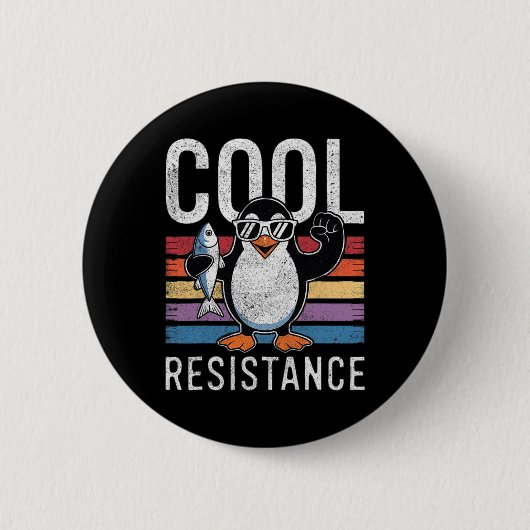 Badge Rond 5 Cm Manchot résistant cool subtil proteste contre les (Devant)