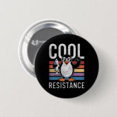 Badge Rond 5 Cm Manchot résistant cool subtil proteste contre les (Devant & derrière)