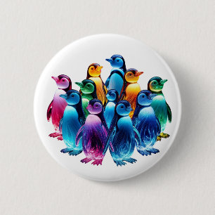 Badge Rond 5 Cm Manchots mignons lumineux