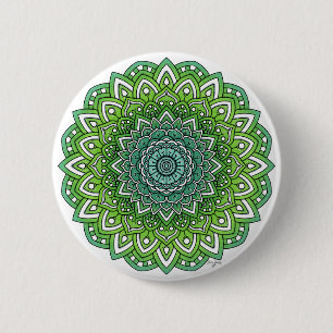 Badge Rond 5 Cm Mandala à fleurs vertes