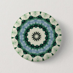 Badge Rond 5 Cm Mandala bleu céleste et vert de Sacramento