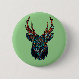 Badge Rond 5 Cm Mandala de cerfs