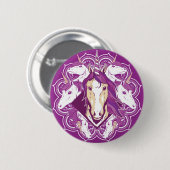 Badge Rond 5 Cm Mandala de la Licorne Violette (Devant & derrière)