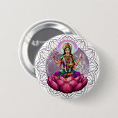 Badge Rond 5 Cm Mandala de Lakshmi de déesse (Devant & derrière)