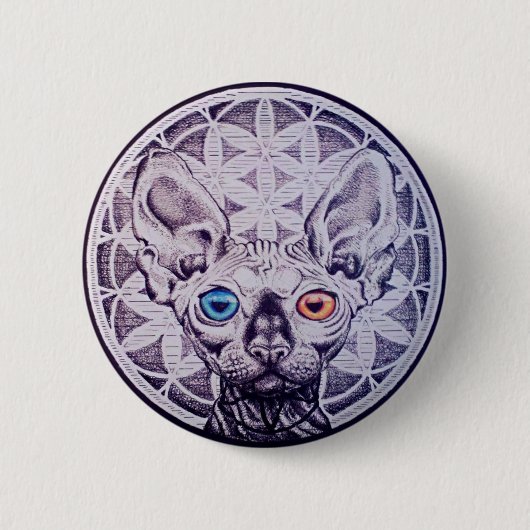 Badge Rond 5 Cm Mandala de sphinx (Devant)