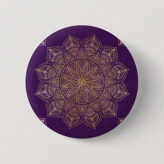 Badge Rond 5 Cm Mandala d'or (Devant)