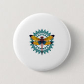 Badge Rond 5 Cm Mandala Dragonfly - Lotus Flower Insect Lover Ento (Devant)