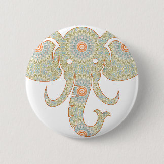 Badge Rond 5 Cm Mandala Elephant Head Design