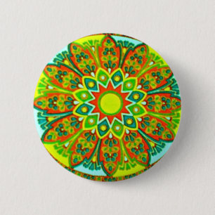 Badge Rond 5 Cm Mandala ethnique de regard d'Earthtone
