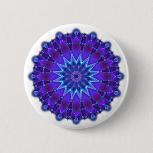 Badge Rond 5 Cm Mandala étoile en bleu